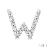 1/8 Ctw Initial 'W' Round Cut Diamond Earrings in 10K White Gold